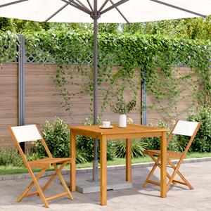 vidaXL Bistrostoelen 2 st massief acaciahout en stof crèmewit