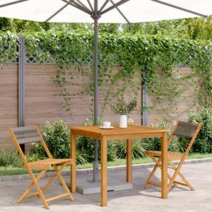vidaXL Bistrostoelen 2 st massief acaciahout en polypropeen grijs