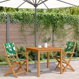 vidaXL Tuinstoelen 2 st bladpatroon massief acaciahout en stof