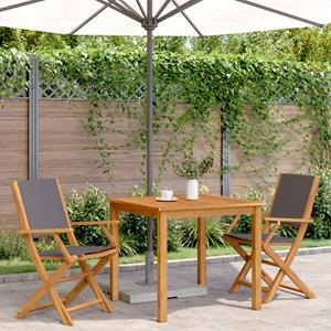 vidaXL Tuinstoelen 2 st inklapbaar acaciahout en stof antracietkleurig