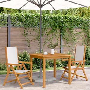 vidaXL Tuinstoelen 2 st inklapbaar acaciahout en stof crèmewit