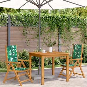 vidaXL Tuinstoelen 2 st bladpatroon massief acaciahout en stof