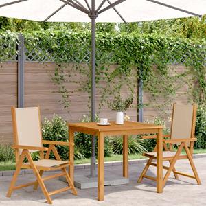 vidaXL Tuinstoelen 2 st massief acaciahout en stof beige