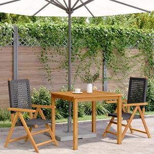 vidaXL Tuinstoelen 2 st massief acaciahout en poly rattan zwart