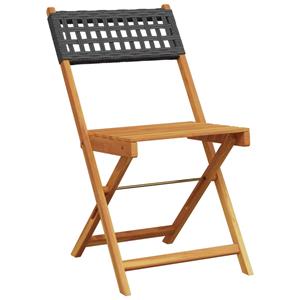 vidaXL Tuinstoelen 4 st inklapbaar poly rattan en massief hout zwart
