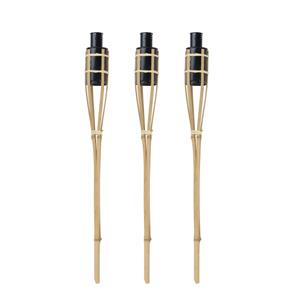 Tuinfakkels voor lampenolie - 3x stuks - 60 cm - bamboe hout - buiten - navulbaar -