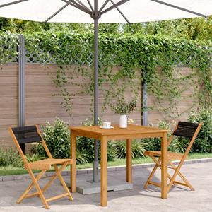 vidaXL Bistrostoelen 2 st massief acaciahout en polypropeen zwart