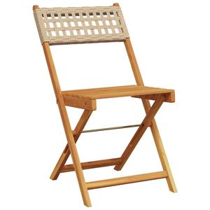 vidaXL Tuinstoelen 4 st inklapbaar poly rattan en massief hout beige