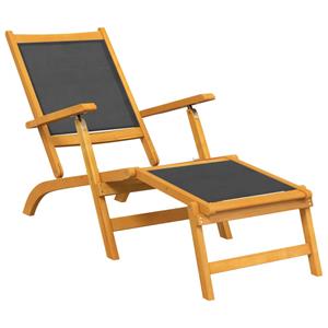 vidaXL Terrasstoel met tafel massief acaciahout en textileen