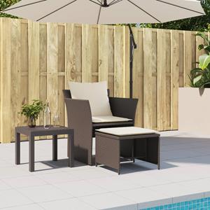 vidaXL Tuinstoel met voetenbank poly rattan bruin