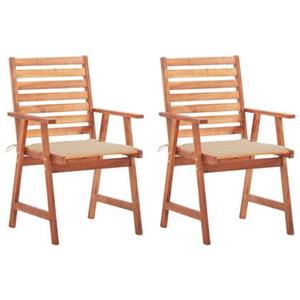 VidaXL Tuinstoelen 2 st met kussens massief acaciahout