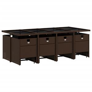 vidaXL 13-delige Tuinset met kussens poly rattan bruin