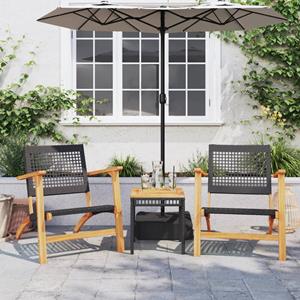 vidaXL Tuintafel 38x38x42 cm poly rattan en acaciahout zwart