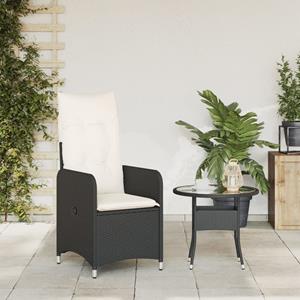 vidaXL Tuinstoel verstelbaar met kussens poly rattan zwart