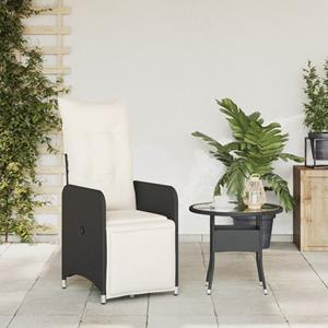 vidaXL Tuinstoel verstelbaar met kussens poly rattan zwart
