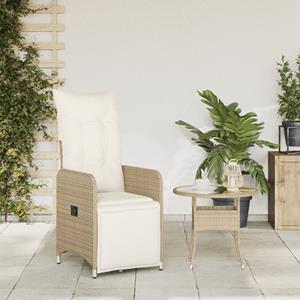 vidaXL Tuinstoel verstelbaar met kussens poly rattan beige
