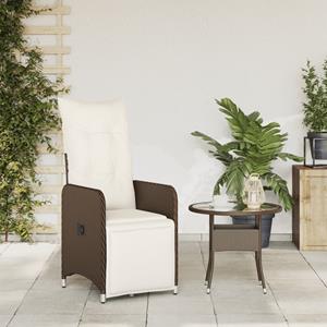 vidaXL Tuinstoel verstelbaar met kussens poly rattan bruin