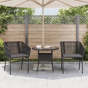 vidaXL Tuinstoelen 2 st met kussens poly rattan zwart