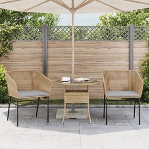 vidaXL Tuinstoelen 2 st met kussens poly rattan bruin