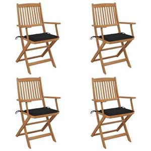 VidaXL Tuinstoelen 4 st inklapbaar met kussens massief acaciahout