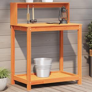 VidaXL Oppottafel met schappen 82,5x50x109,5 cm grenenhout bruin