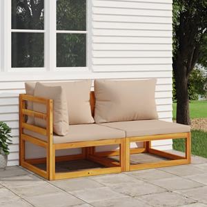VidaXL 2-delige Loungeset met kussens massief acaciahout