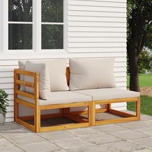 VidaXL 2-delige Loungeset met kussens massief acaciahout