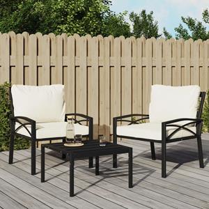 VidaXL Tuinstoel met zandkleurige kussens 68x76x79 cm staal
