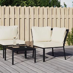 VidaXL Tuinstoel met zandkleurige kussens 76x76x79 cm staal