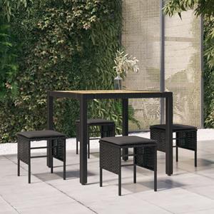 VidaXL Tuinvoetenbanken 4 st met kussens poly rattan zwart