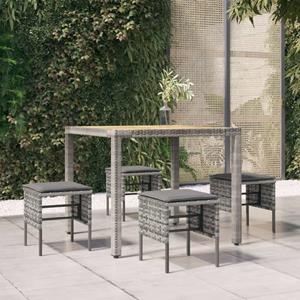 vidaXL Tuinvoetenbanken 4 st met kussens poly rattan grijs