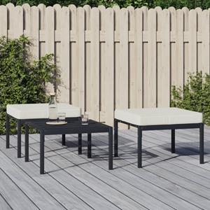 VidaXL Tuinvoetenbanken met zandkleur kussens 2 st 60x60x35 cm staal