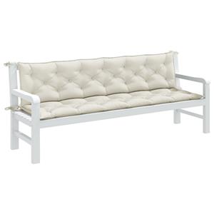 VidaXL Tuinbankkussens 2 st 200x50x7 cm stof gemêleerd crèmekleurig