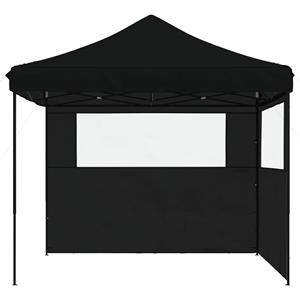 vidaXL Partytent inklapbaar pop-up met 2 zijwanden zwart