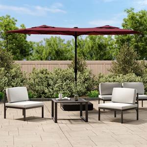 VidaXL Parasol dubbel met LED's 316x240 cm bordeauxrood