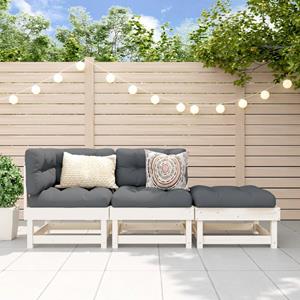 VidaXL 3-delige Loungeset massief grenenhout wit