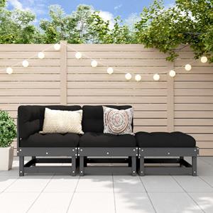 VidaXL 3-delige Loungeset massief grenenhout grijs