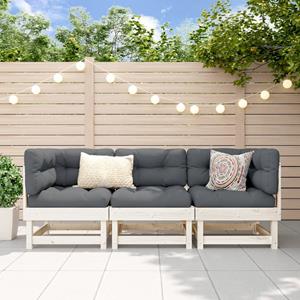 VidaXL 3-delige Loungeset massief grenenhout wit
