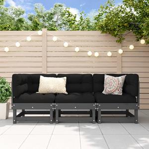 VidaXL 3-delige Loungeset massief grenenhout grijs