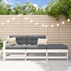 VidaXL 3-delige Loungeset massief grenenhout wit