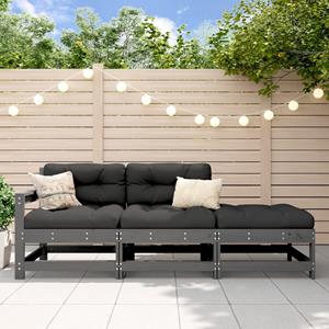 VidaXL 3-delige Loungeset massief grenenhout grijs