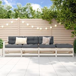 VidaXL 4-delige Loungeset massief grenenhout wit