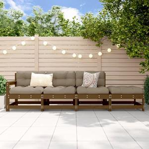 VidaXL 4-delige Loungeset massief grenenhout honingbruin