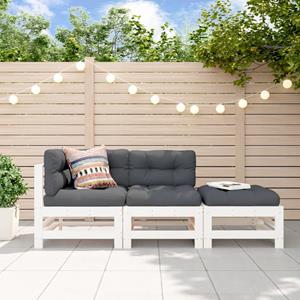 VidaXL 3-delige Loungeset massief grenenhout wit