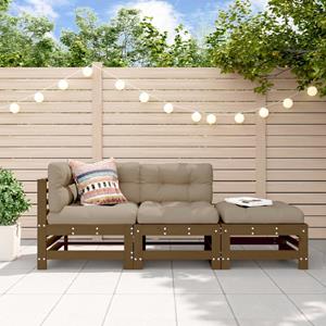 VidaXL 3-delige Loungeset massief grenenhout honingbruin