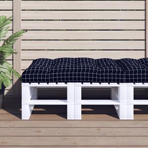 VidaXL Palletkussen ruitpatroon 120x80x12 cm stof zwart