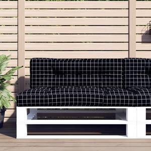 VidaXL Palletkussens 2 st stof ruitpatroon zwart