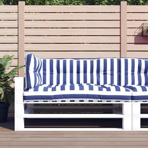 VidaXL Palletkussens 3 st gestreept stof  wit en blauw