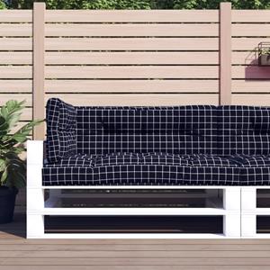 VidaXL Palletkussens 3 st ruitpatroon stof  zwart