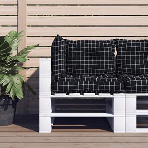 VidaXL Palletkussens 3 st ruitpatroon oxford stof zwart